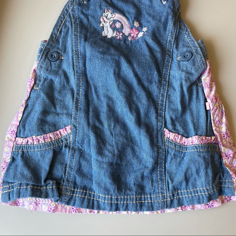 Disney Vintage Baby Aristocat Embroidered Marie Rainbow Flower Button 6-9 Dress - Picture 4 of 11